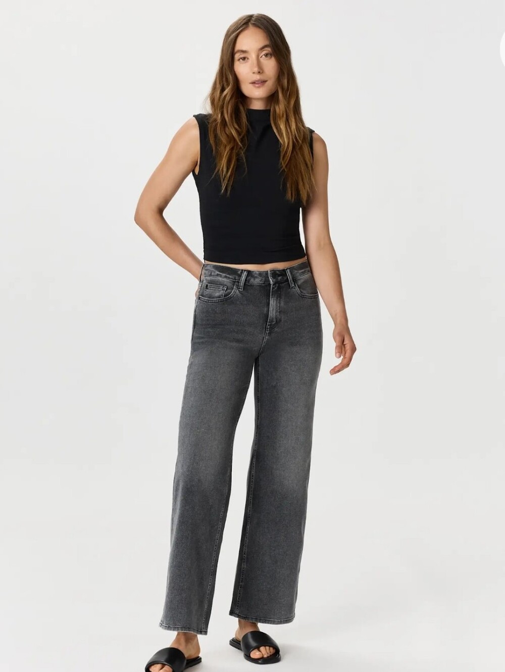 Quince Bella Stretch Wide Leg Jeans Greyed Out Size 25 Inseam 32 In